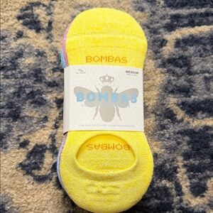 Bombas Yellow No-Show Sock 4 pack with Multicolor Trim